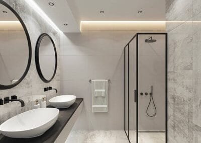 Contemporary Double Vanity Bathroom Remodel